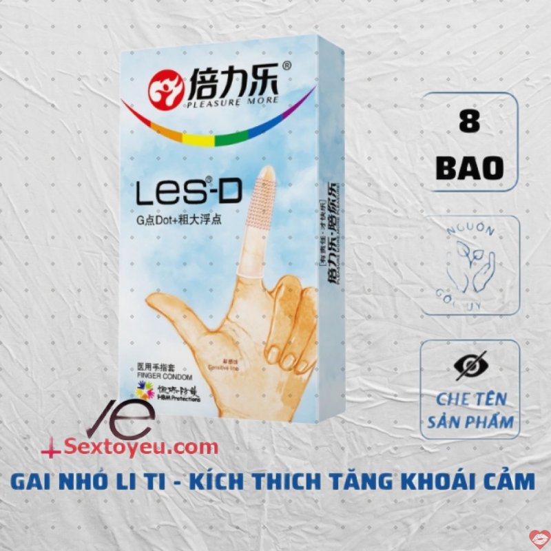 Bao cao su ngón tay Les-D hạt nổi kích thích điểm G