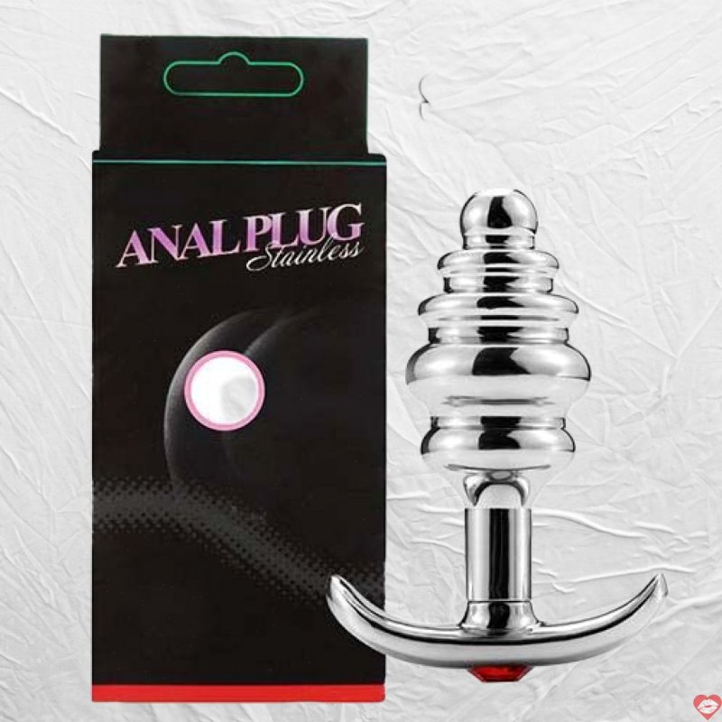 Phích cắm hậu môn xoắn ốc đính đá thép không gỉ siêu bền 