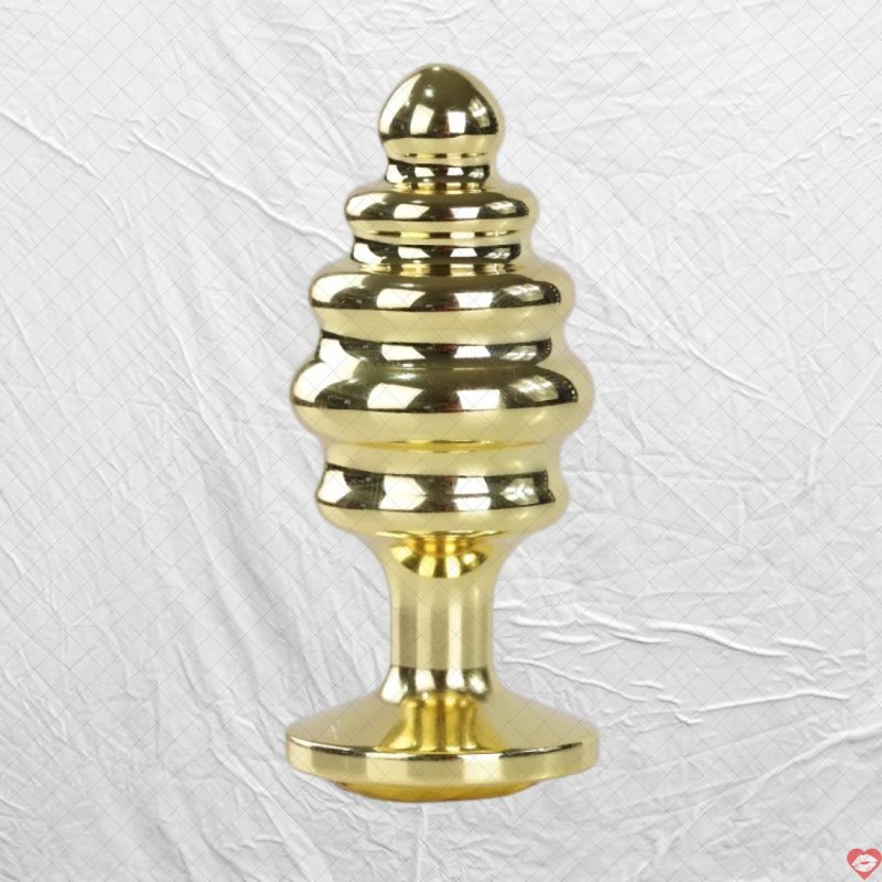 Phích cắm hậu môn xoắn ốc Inox mạ vàng cao cấp với 3 kích thước