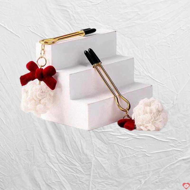 Bộ kẹp vú họa tiết nơ kèm cục bông siêu dễ thương hấp dẫn 