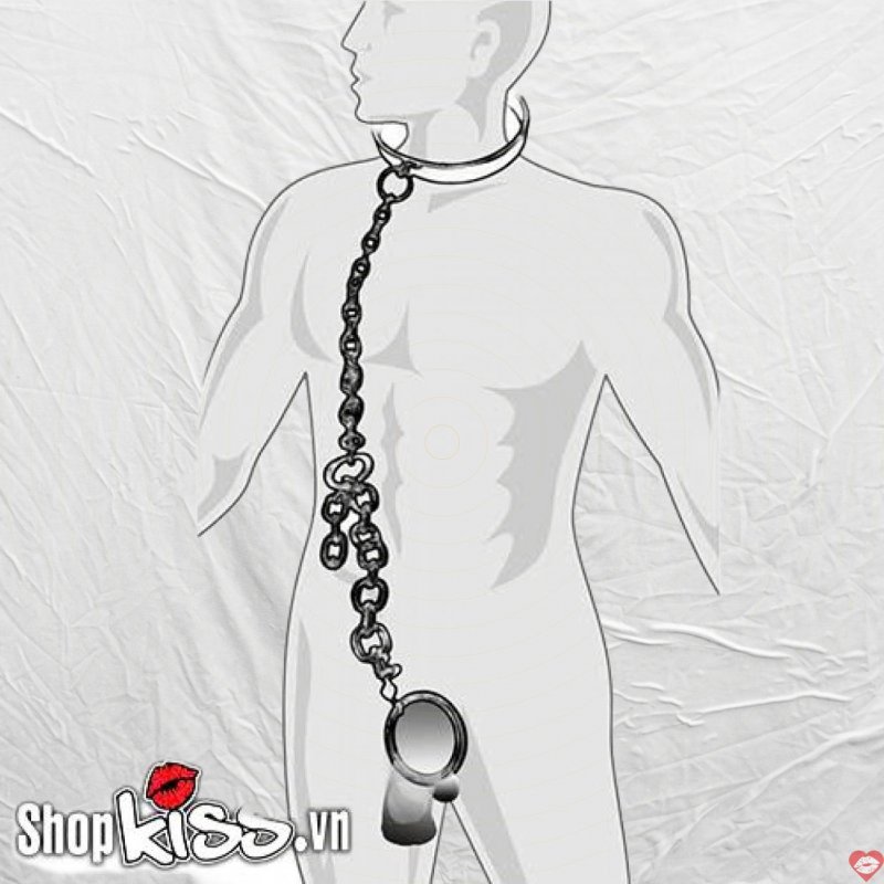 Vòng cổ kim loại dây xích dài cho nam BDSM bạo dâm sành điệu 