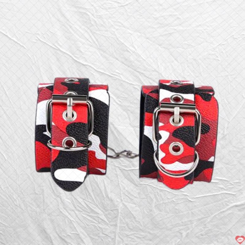 Còng tay da PU Camouflage, bạo dâm kích thích, chất lượng cao 