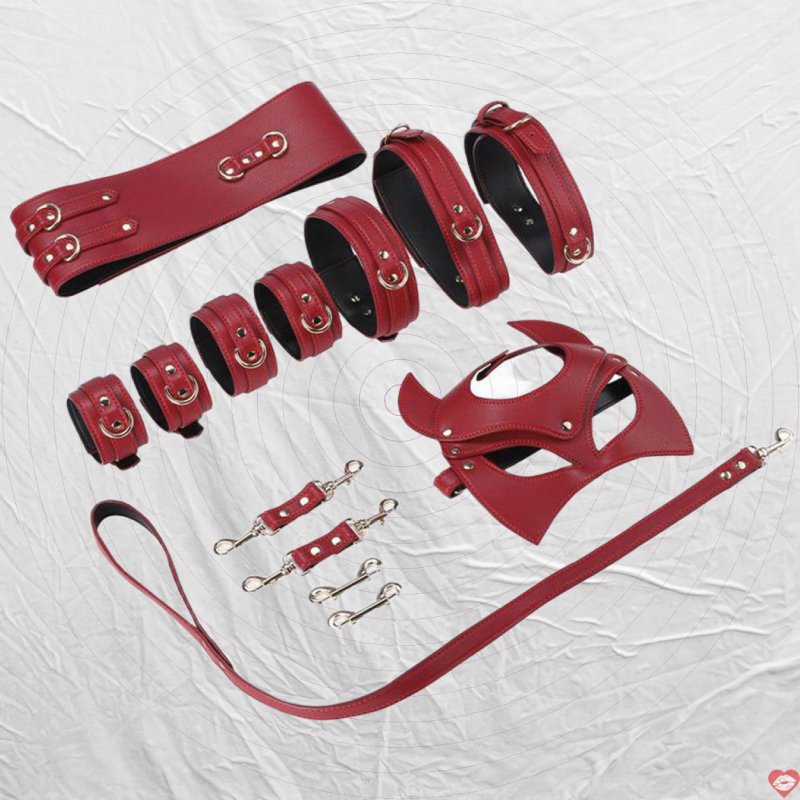 Bộ dụng cụ BDSM đỏ cao cấp Kích thích đam mê Tình dục an toàn 
