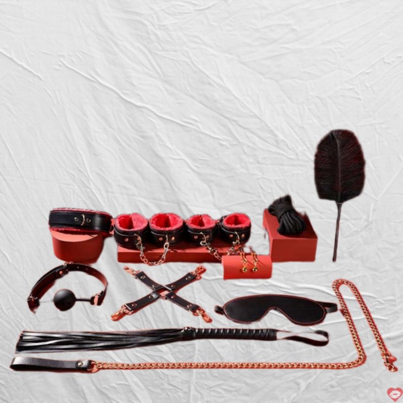 Bộ BDSM Mizzzee BIN002 nâng cấp 10 món đen pha đỏ đầy khiêu gợi