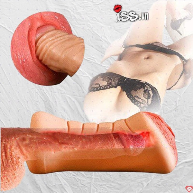 Âm đạo silicon 2 đầu hình miệng Jiuai kích thích cực đỉnh 