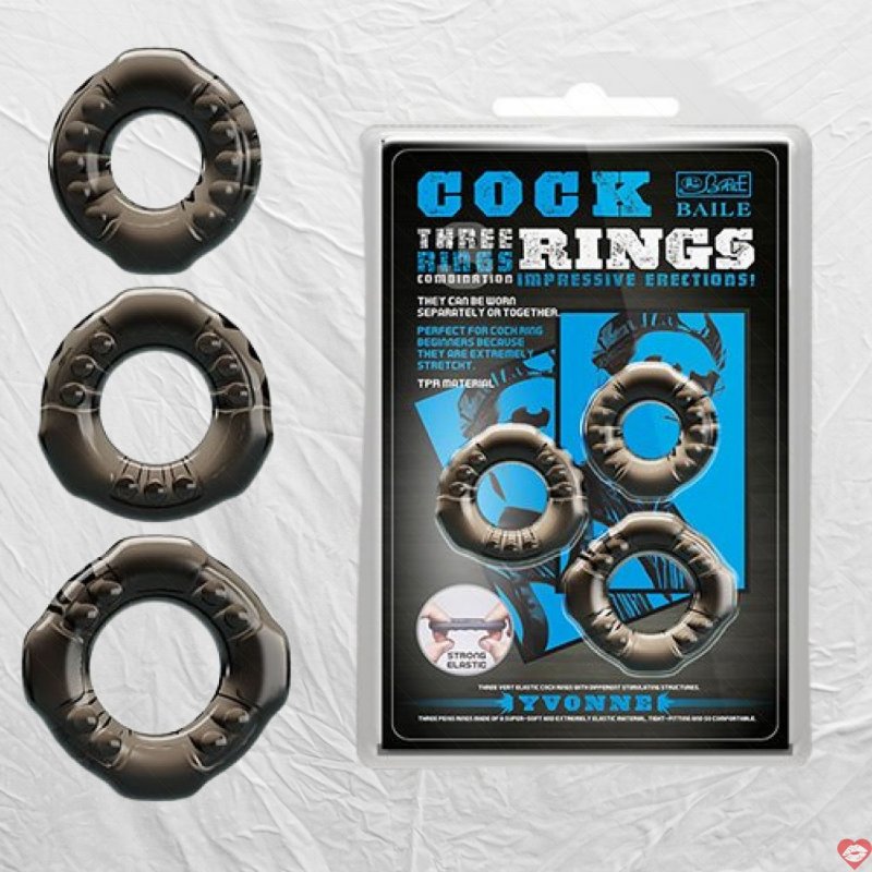 Bộ 3 vòng đeo dương vật chống xuất tinh sớm Baile Cock Rings Yvonne