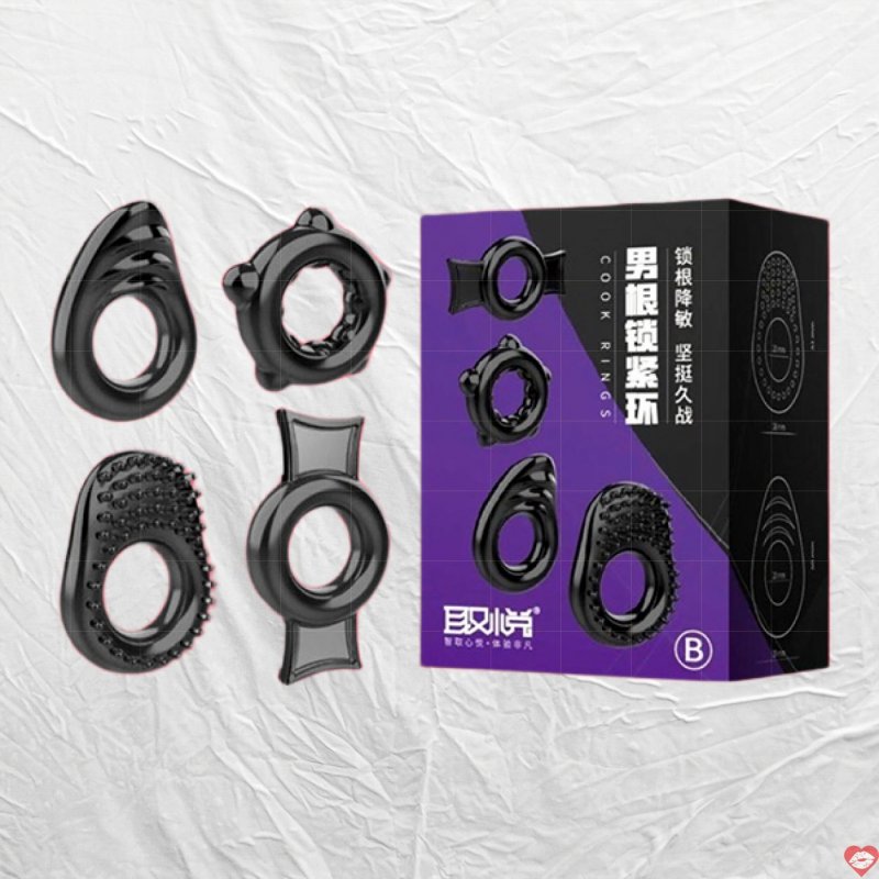 Bộ 4 vòng đeo dương vật silicon chống xuất tinh sớm