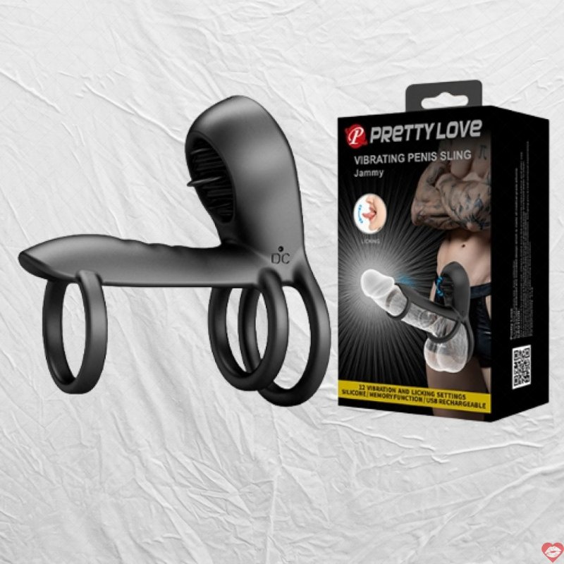 Vòng treo dương vật Prettylove Sling rung liếm cực phê