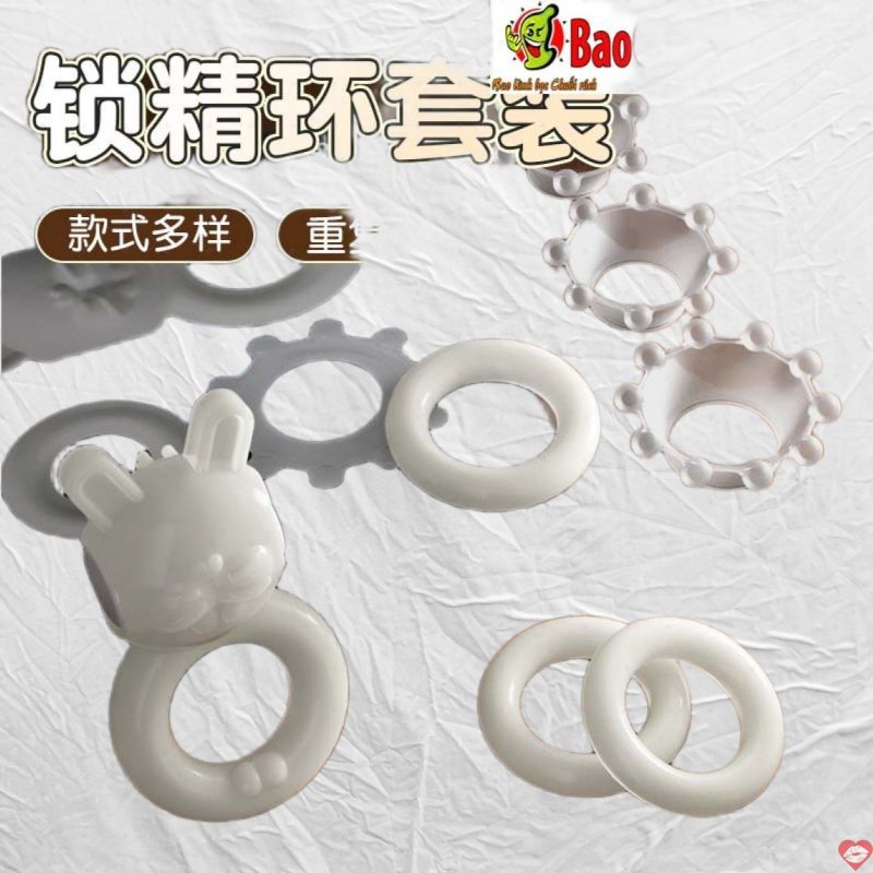 Bộ vòng đeo dương vật Jiuuy bi vòng Himiki đeo tai thỏ rung 7 món