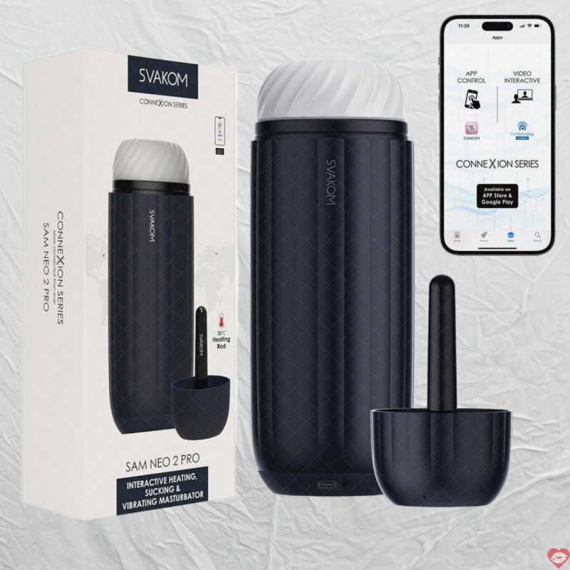 Máy thủ dâm nam rung mút có sưởi ấm kết nối App Svakom Sam Neo 2 Pro