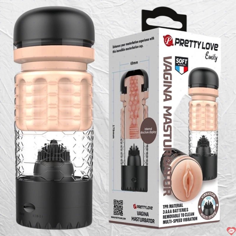 Âm đạo giả Pretty Love Emily lưỡi rung liếm siêu kích thích