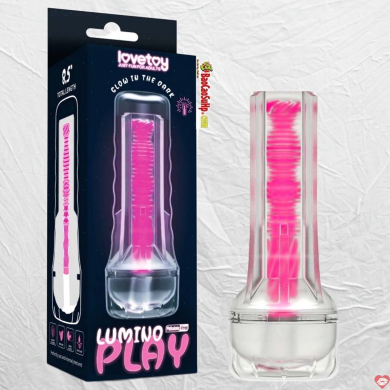 Cốc thủ dâm đèn pin trong suốt Hồng phát sáng Lovetoy USA LV342042